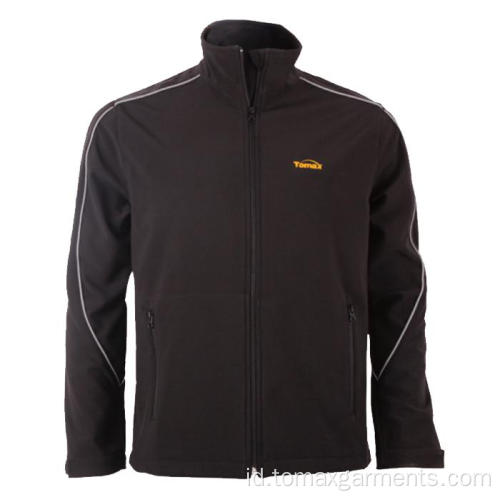 Hitam dengan Softshell Jacket perpipaan reflektif